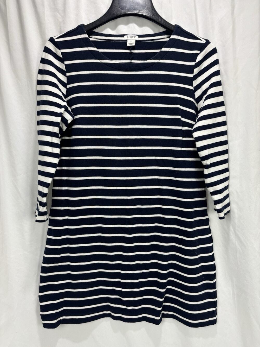 J Crew Factory Blue & White Striped Cotton Sweatshirt Dress Long Sleeve Size S